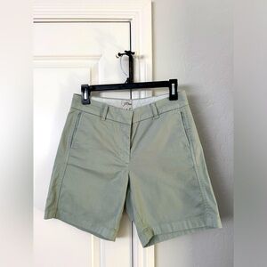 J. Crew 7” stretch chino shorts. Size 4. Light mint/light green.